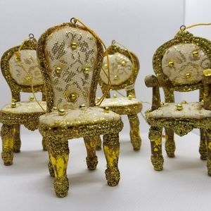 Vintage Guilded Mini Chair Ornaments (Set of 4)